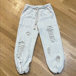 POL Light Gray Distressed Joggers